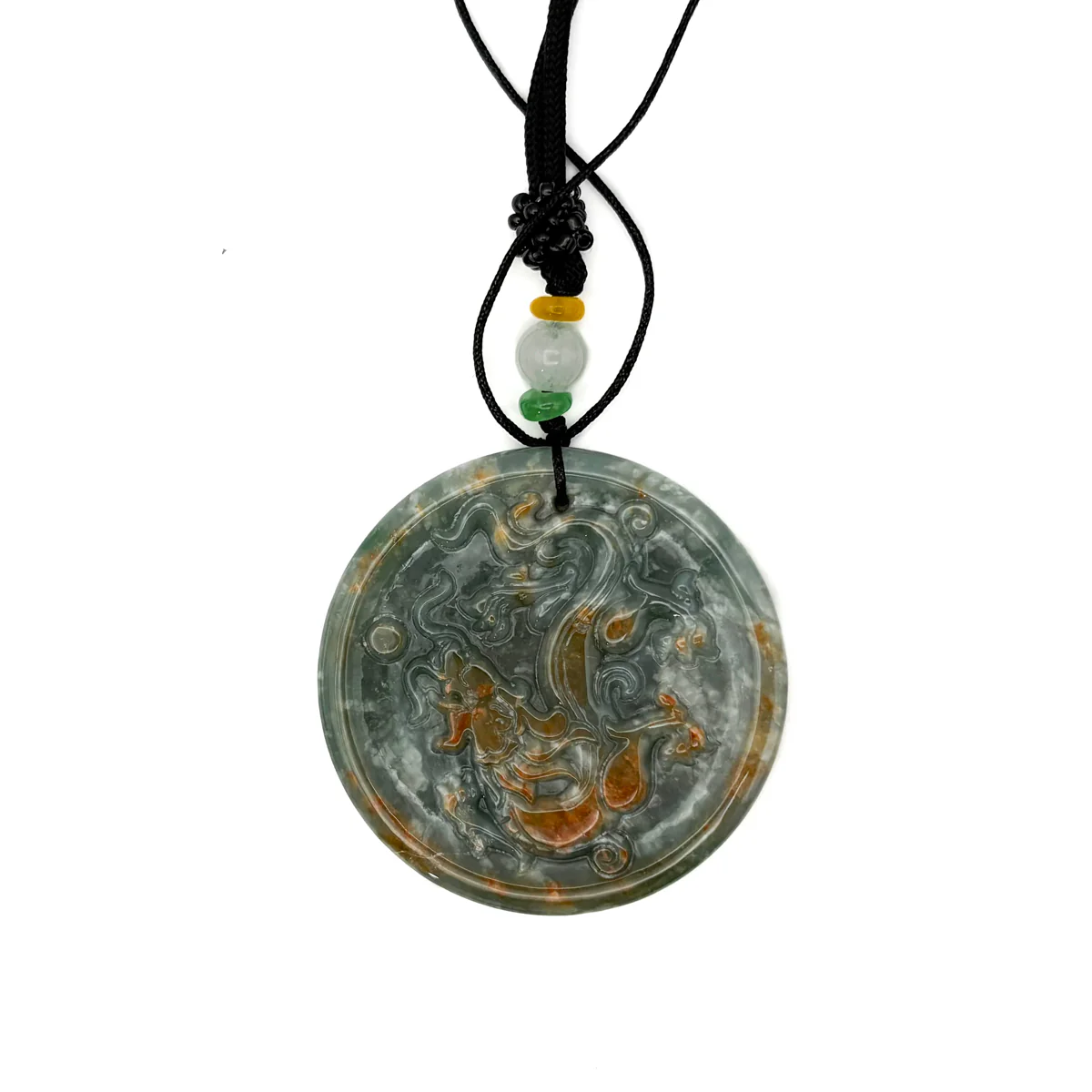 Certified Red Green Burma Natural A Jade Jadeite Pendant Dragon Bead Necklace - Image 2