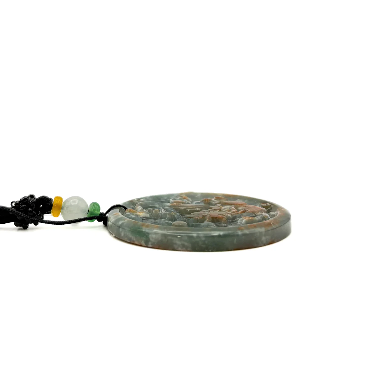 Certified Red Green Burma Natural A Jade Jadeite Pendant Dragon Bead Necklace - Image 5