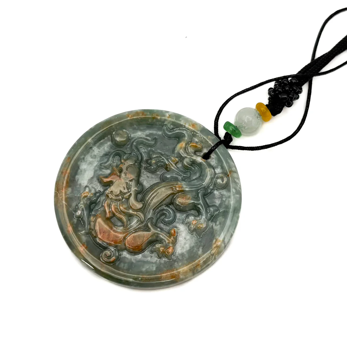 Certified Red Green Burma Natural A Jade Jadeite Pendant Dragon Bead Necklace - Image 7