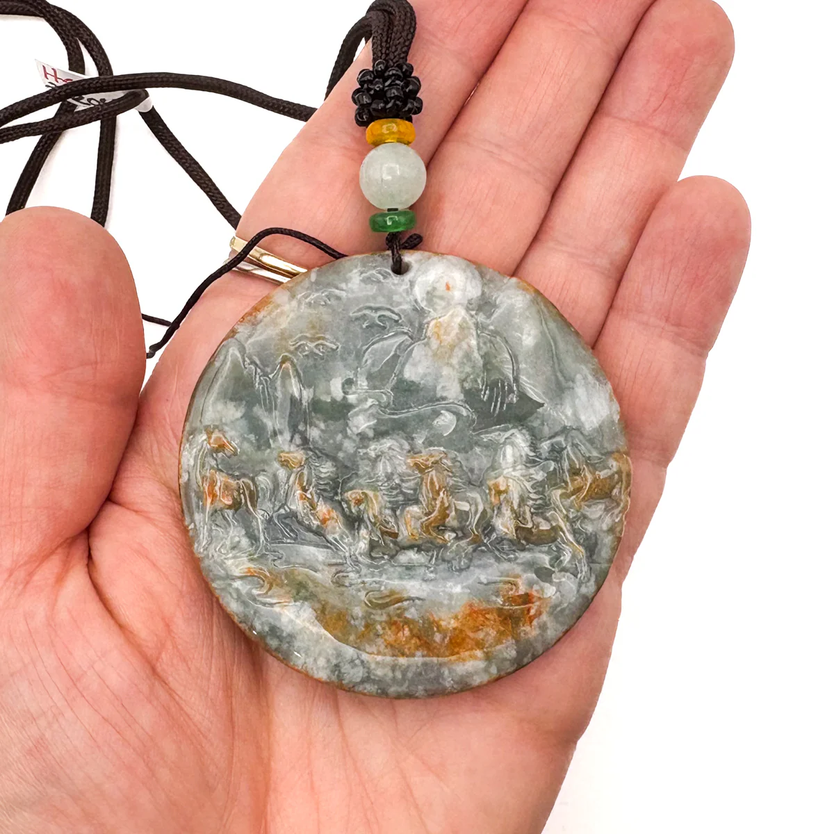 Certified Red Natural A Jade Pendant Perseverance Wild Horses #733 - Image 10