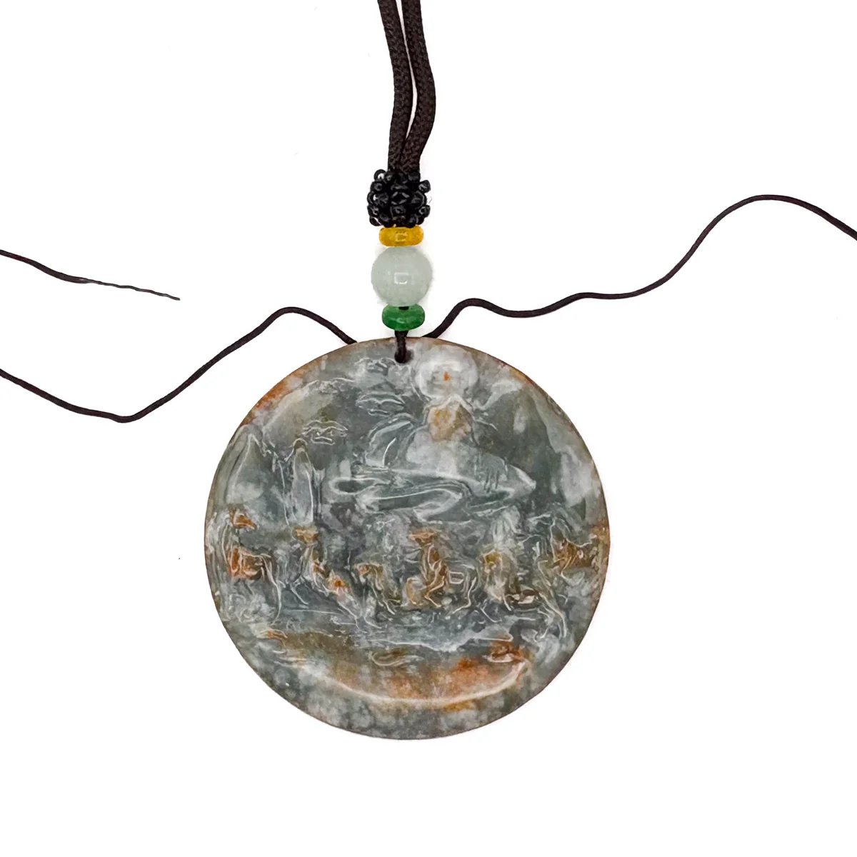 Certified Red Natural A Jade Pendant Perseverance Wild Horses #733 - Image 2