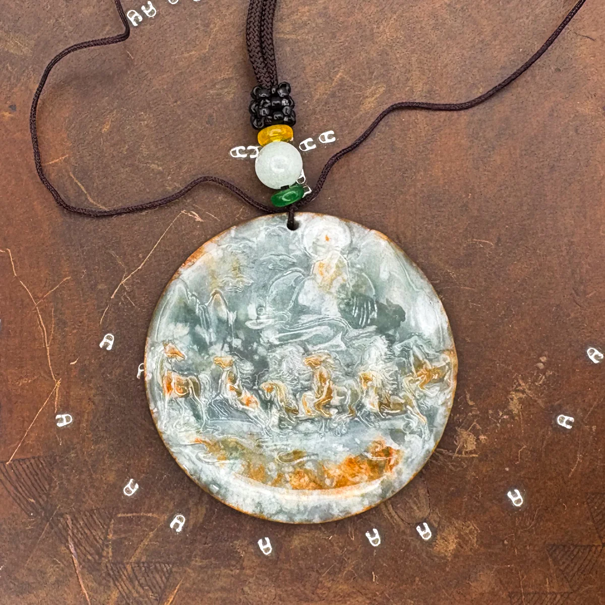 Certified Red Natural A Jade Pendant Perseverance Wild Horses #733 - Image 3