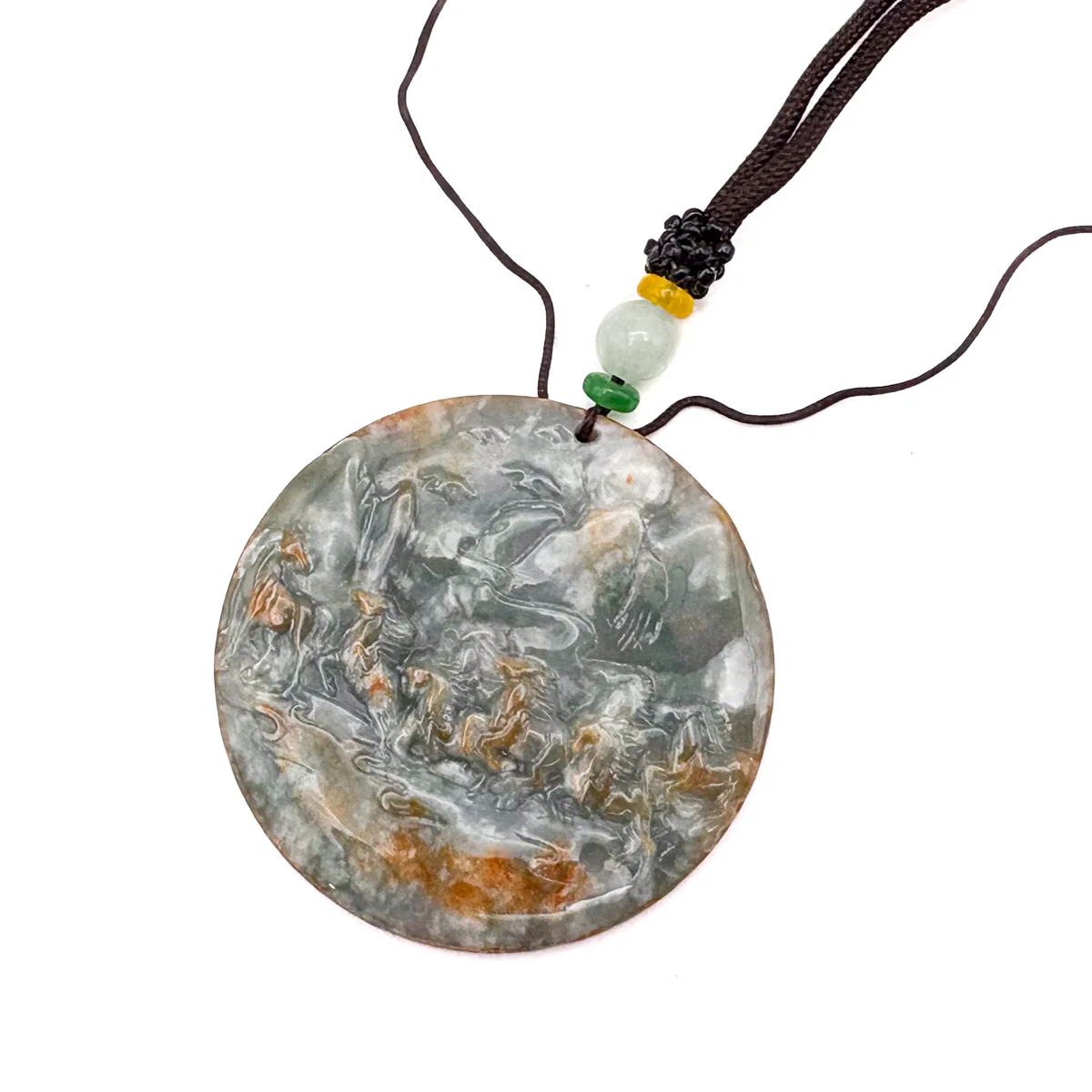 Certified Red Natural A Jade Pendant Perseverance Wild Horses #733 - Image 4