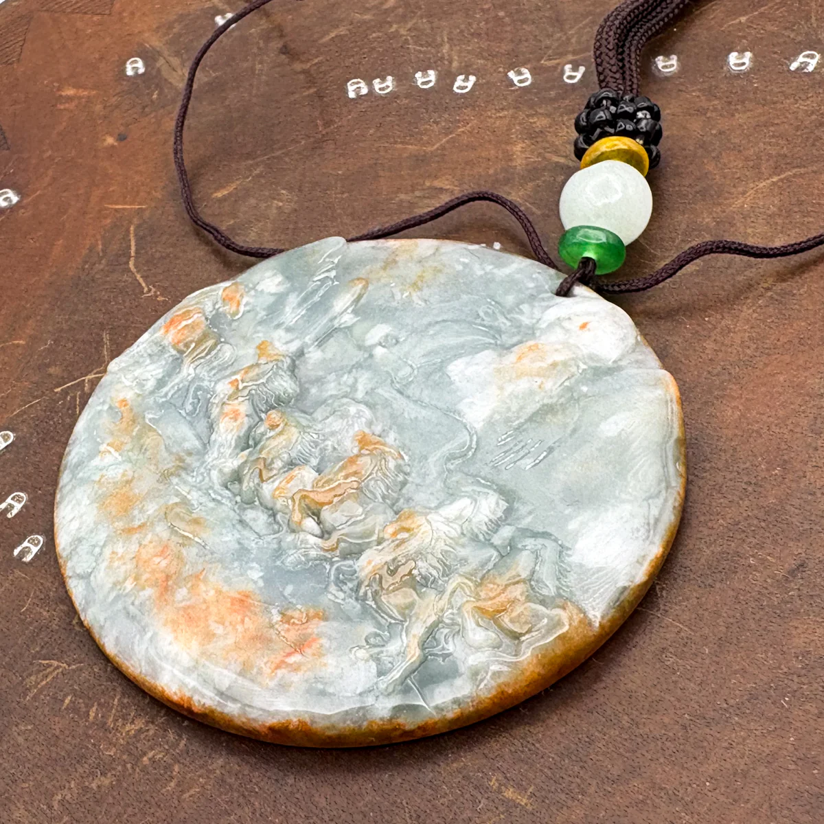 Certified Red Natural A Jade Pendant Perseverance Wild Horses #733 - Image 5