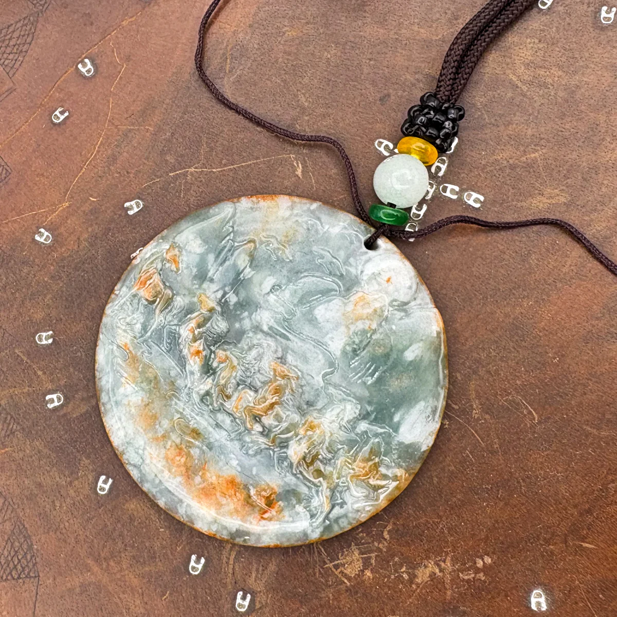 Certified Red Natural A Jade Pendant Perseverance Wild Horses #733 - Image 7