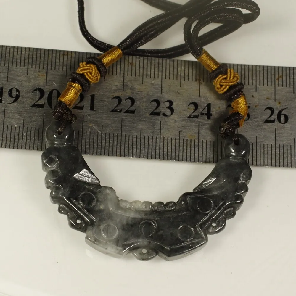 Certified Smoke Gray 100% Natural A Jade Jadeite Pendant Dragon Necklace - Image 6