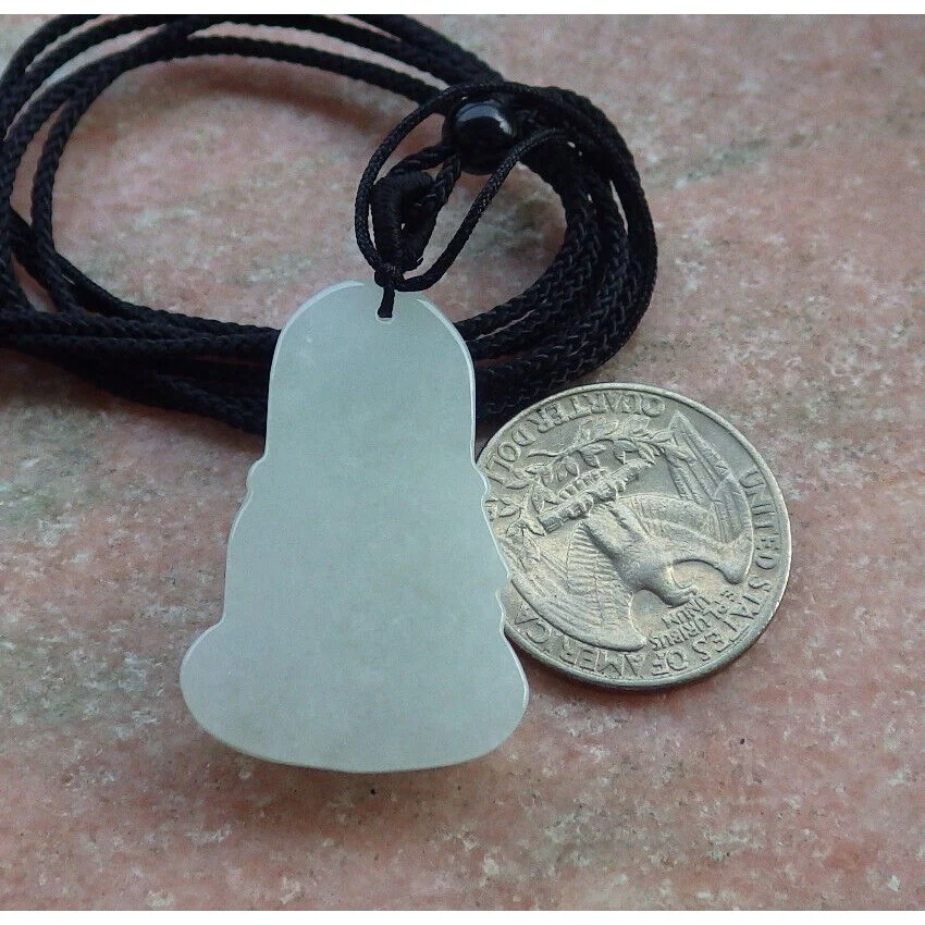 Certified White Burma Natural A Jade Jadeite Pendant Buddha God Necklace - Image 5