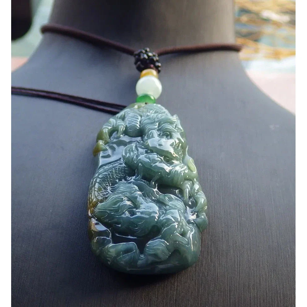 Certified Yellow Burma 100% Natural A Jade Jadeite Pendant Dragon - Image 2