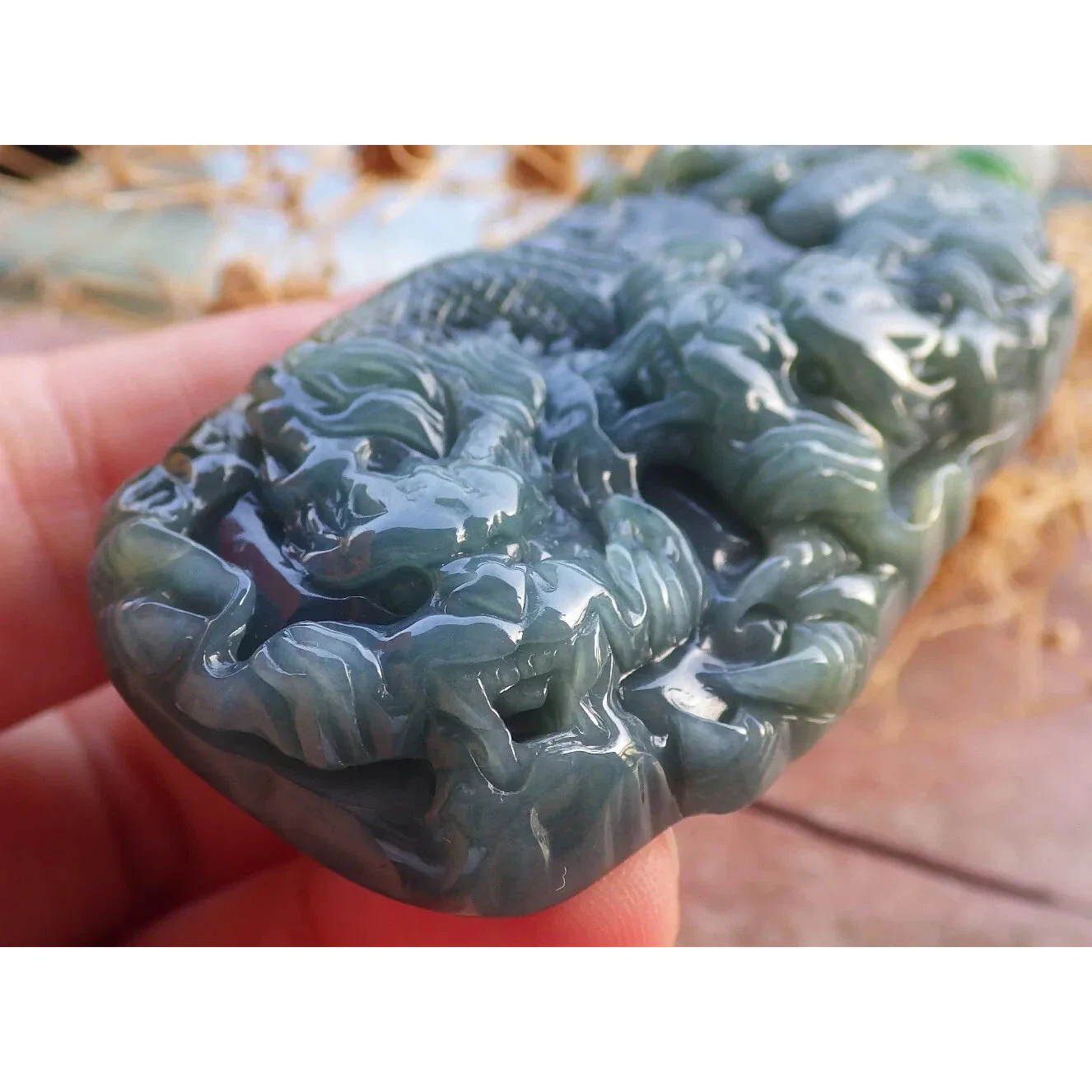 Certified Yellow Burma 100% Natural A Jade Jadeite Pendant Dragon - Image 5