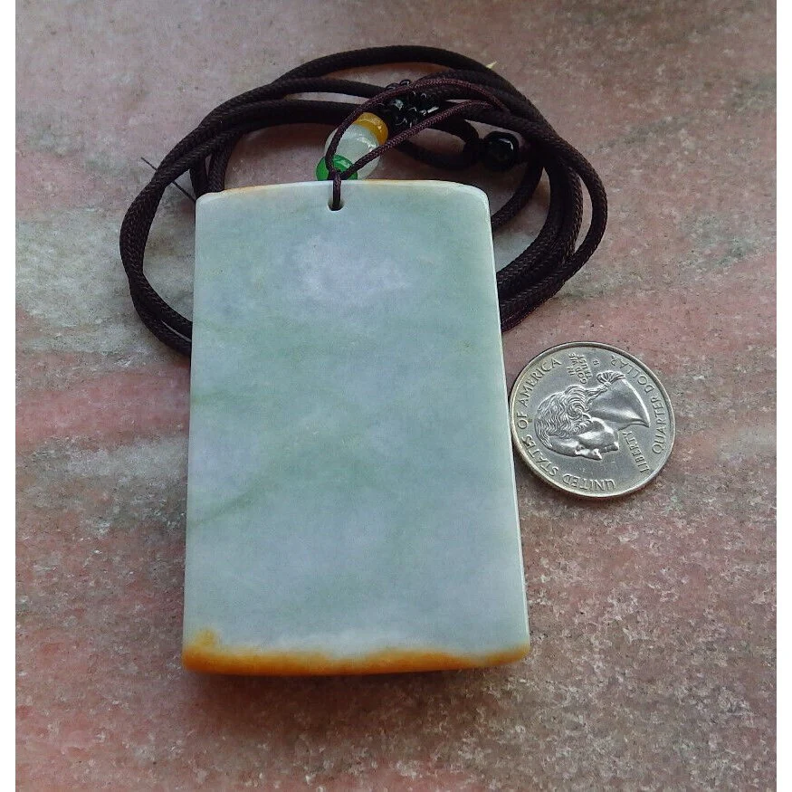 Certified Golden Lavender Celadon  Burma Natural A Jade Jadeite Pendant Deer Flower - Image 5
