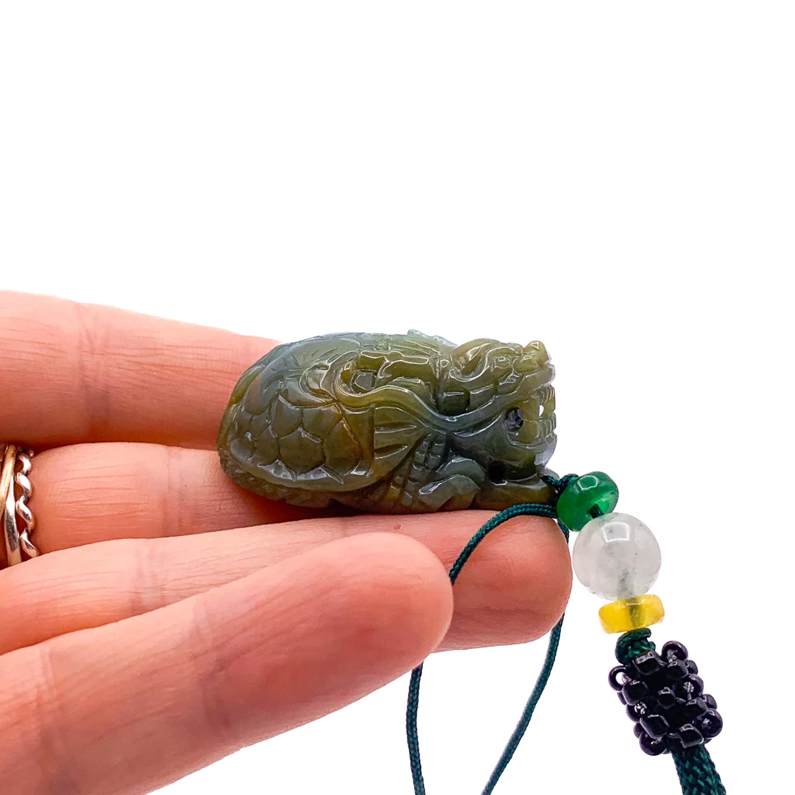 Certified Yellow Burma Natural A Jade Jadeite Pendant Dragon Turtle - Image 2