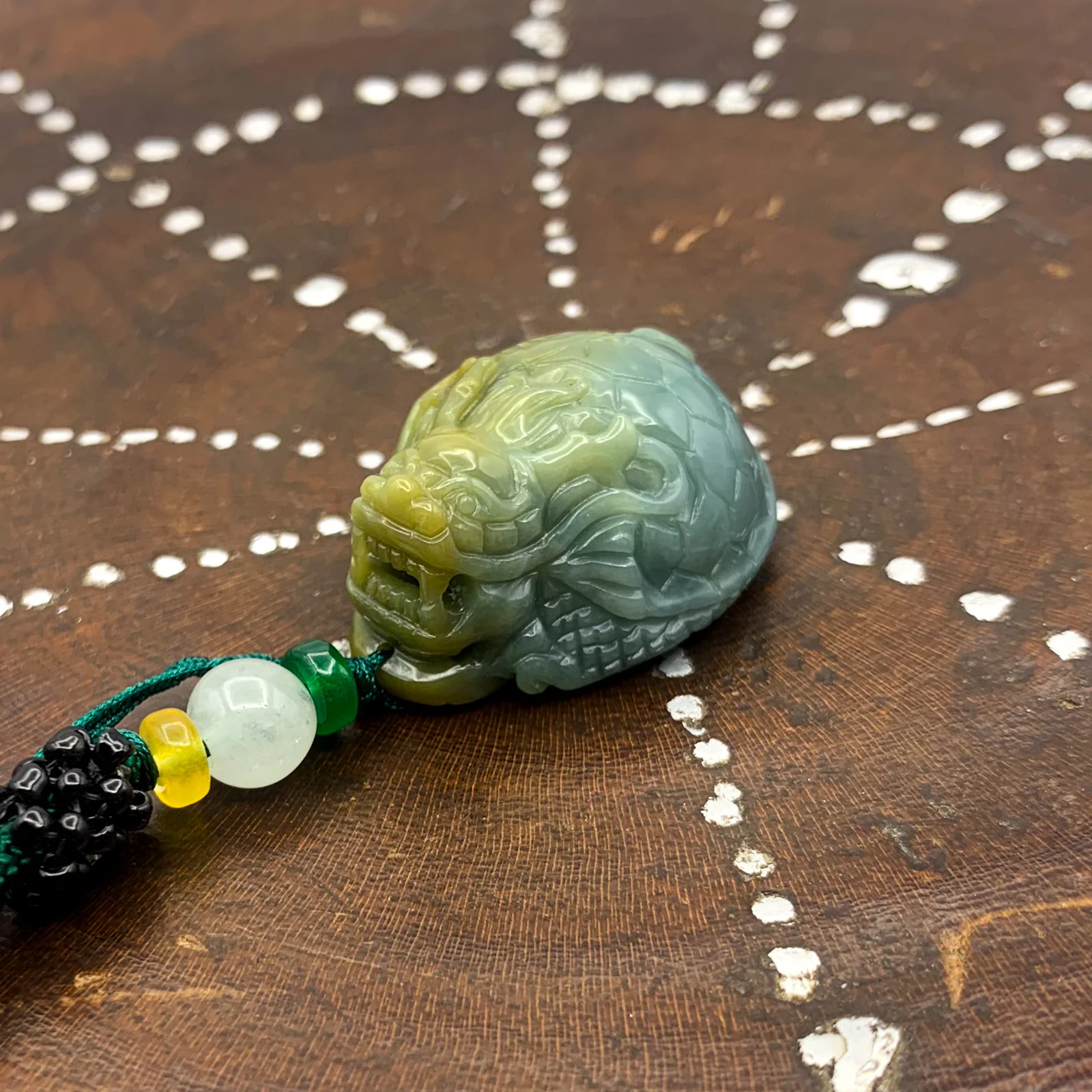 Certified Yellow Burma Natural A Jade Jadeite Pendant Dragon Turtle - Image 3