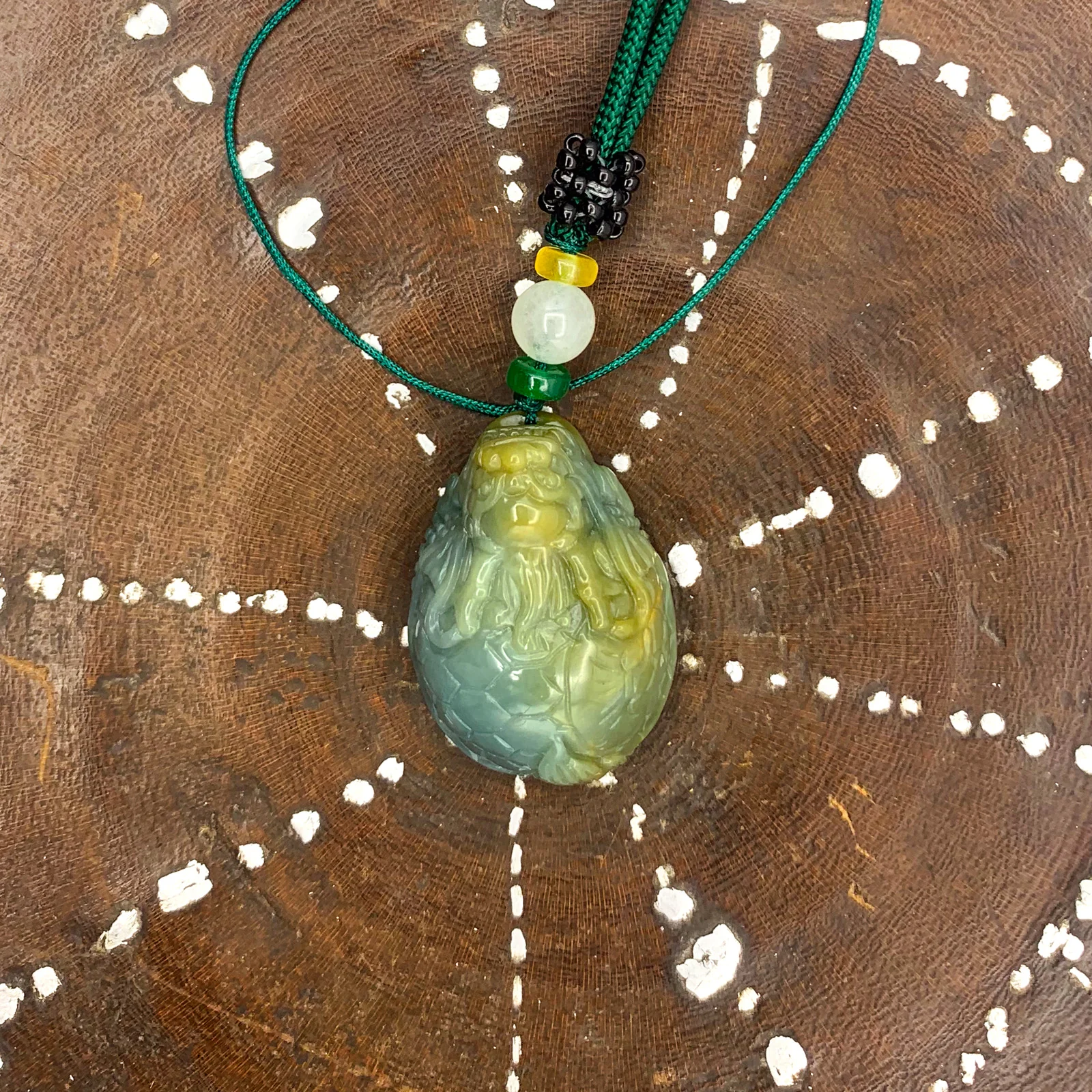 Certified Yellow Burma Natural A Jade Jadeite Pendant Dragon Turtle - Image 6