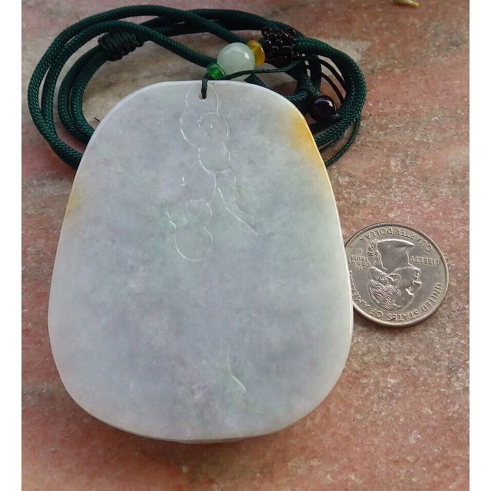 Certified Yellow Burma Natural A Jade Jadeite Pendant Phoenix Flower Necklace - Image 6