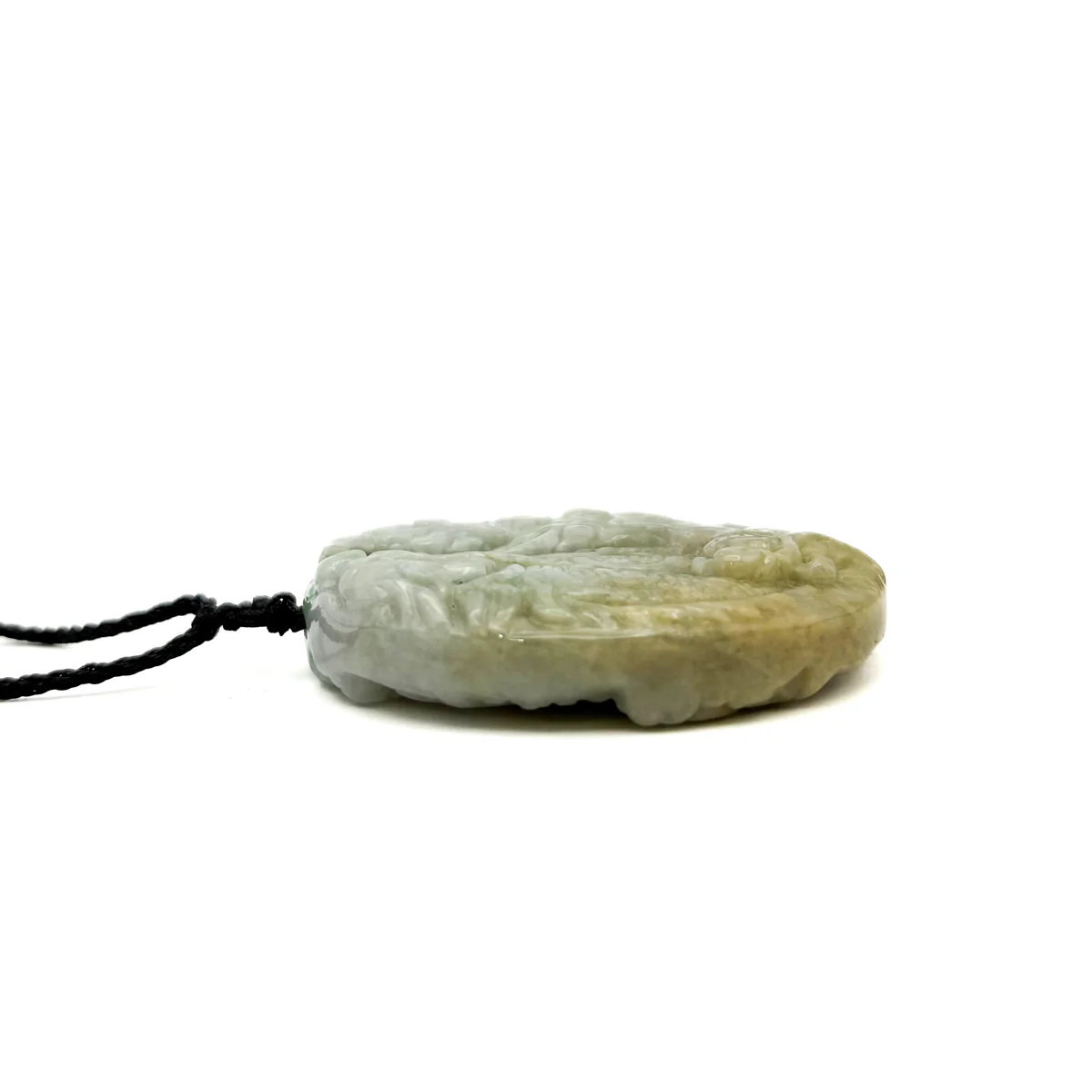 Certified Yellow Lavender Natural A Jadeite Carved Nine Dragons Pendant - Image 10
