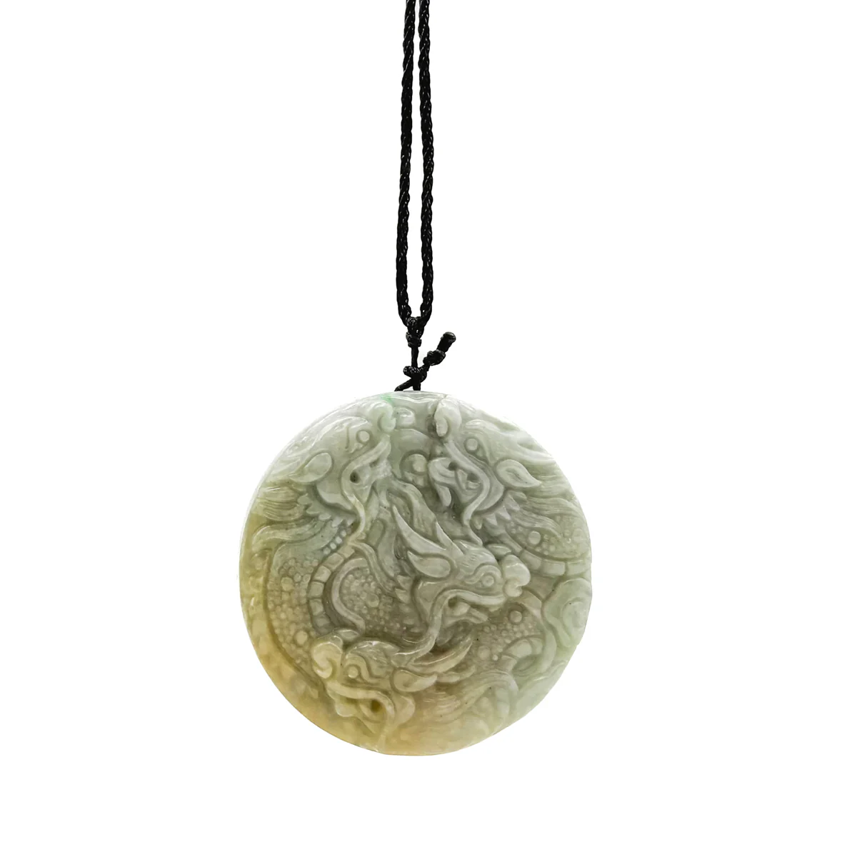 Certified Yellow Lavender Natural A Jadeite Carved Nine Dragons Pendant - Image 11