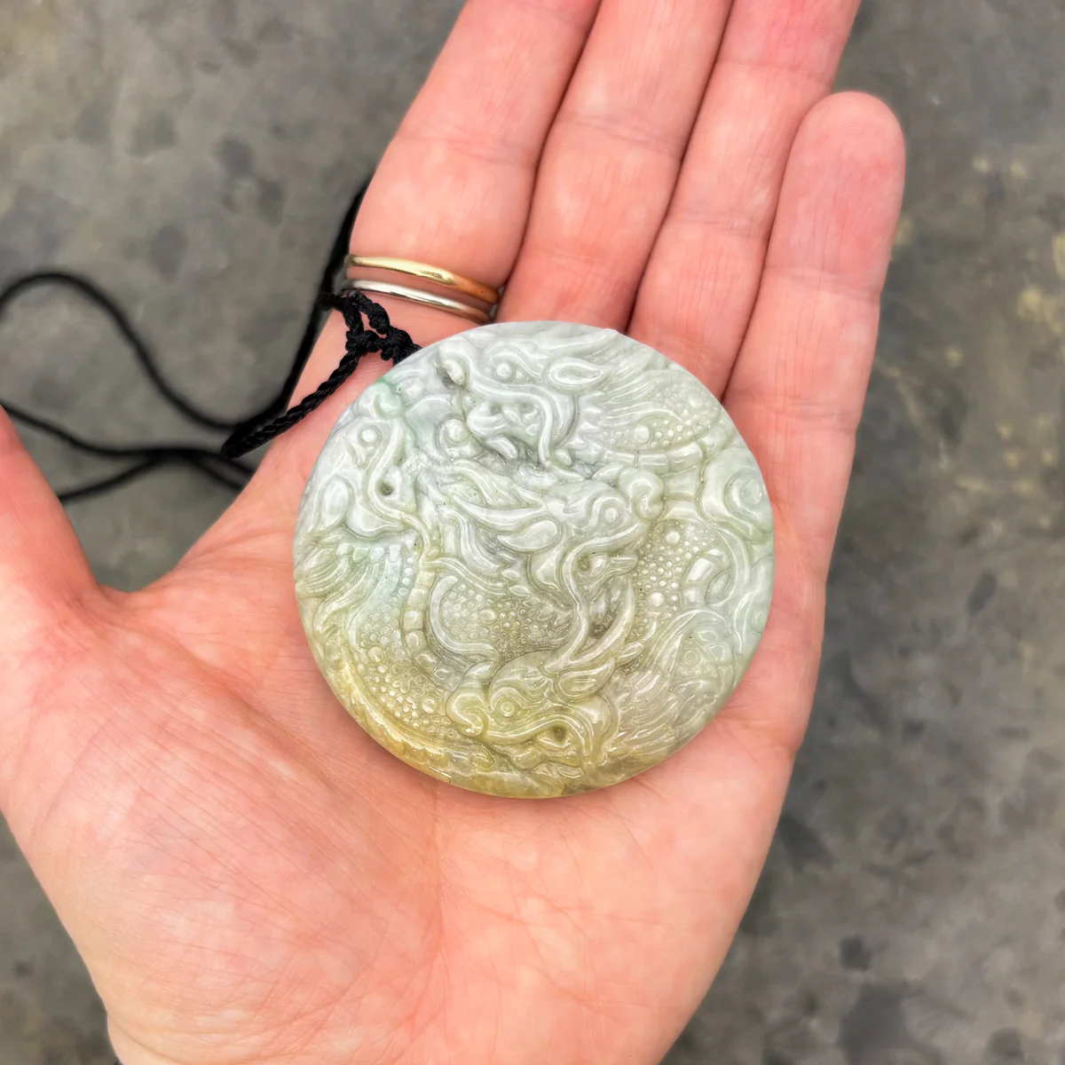 Certified Yellow Lavender Natural A Jadeite Carved Nine Dragons Pendant - Image 15