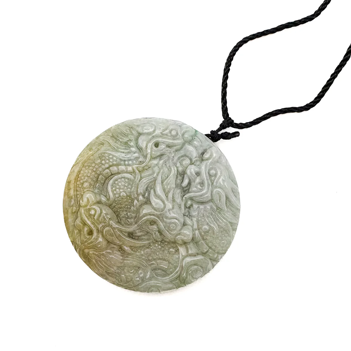 Certified Yellow Lavender Natural A Jadeite Carved Nine Dragons Pendant - Image 5