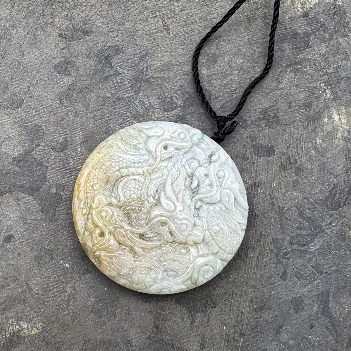 Certified Yellow Lavender Natural A Jadeite Carved Nine Dragons Pendant - Image 6