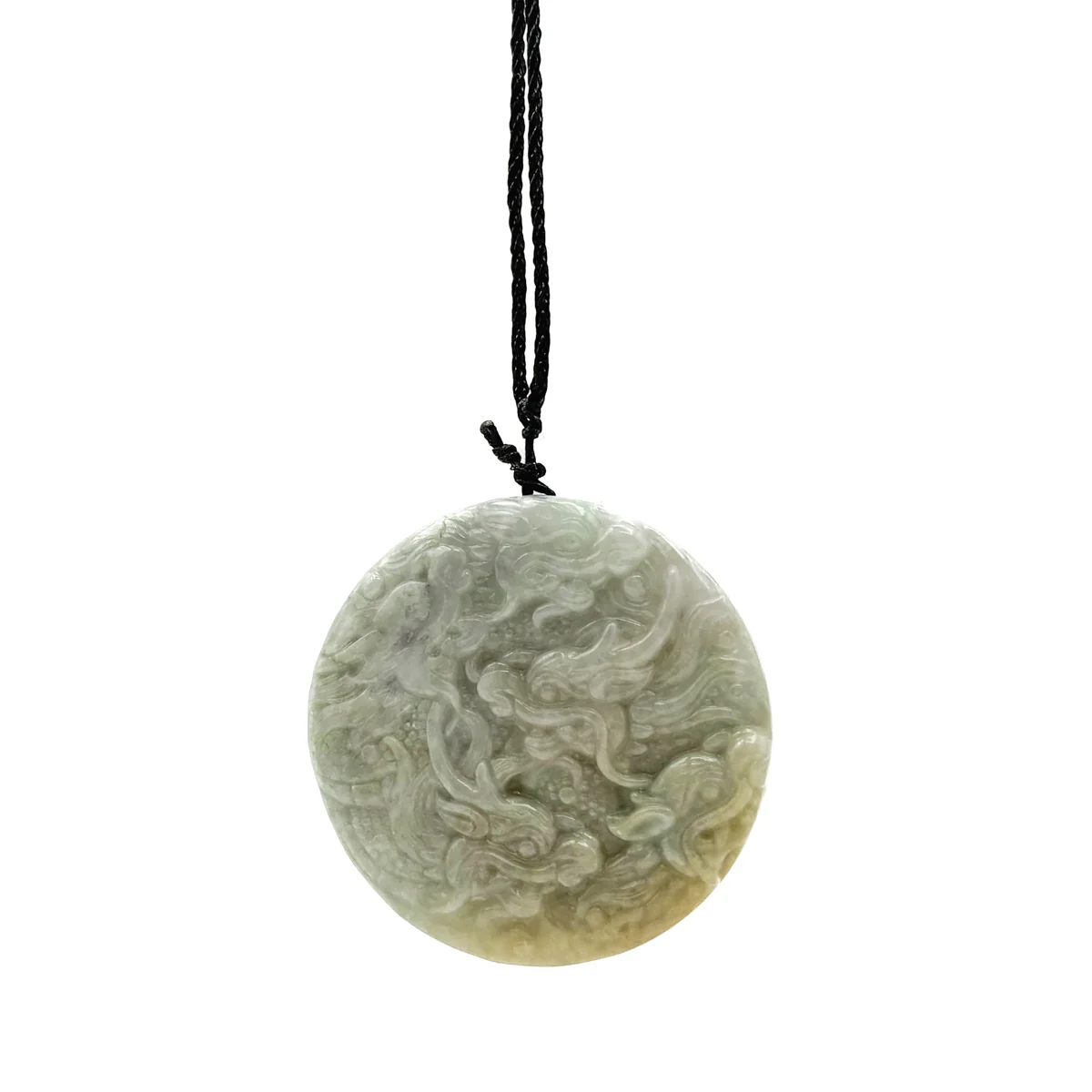 Certified Yellow Lavender Natural A Jadeite Carved Nine Dragons Pendant - Image 8