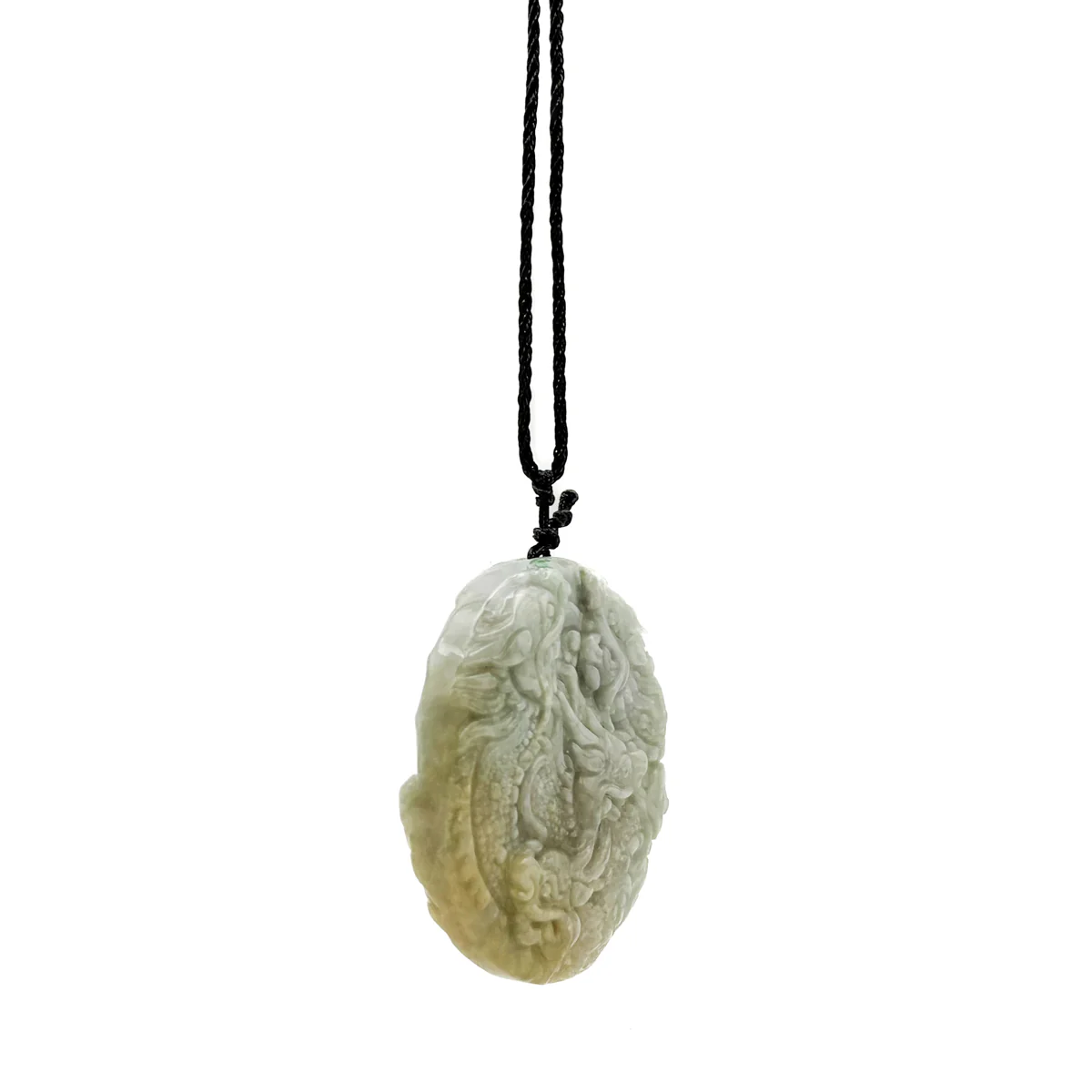 Certified Yellow Lavender Natural A Jadeite Carved Nine Dragons Pendant - Image 9