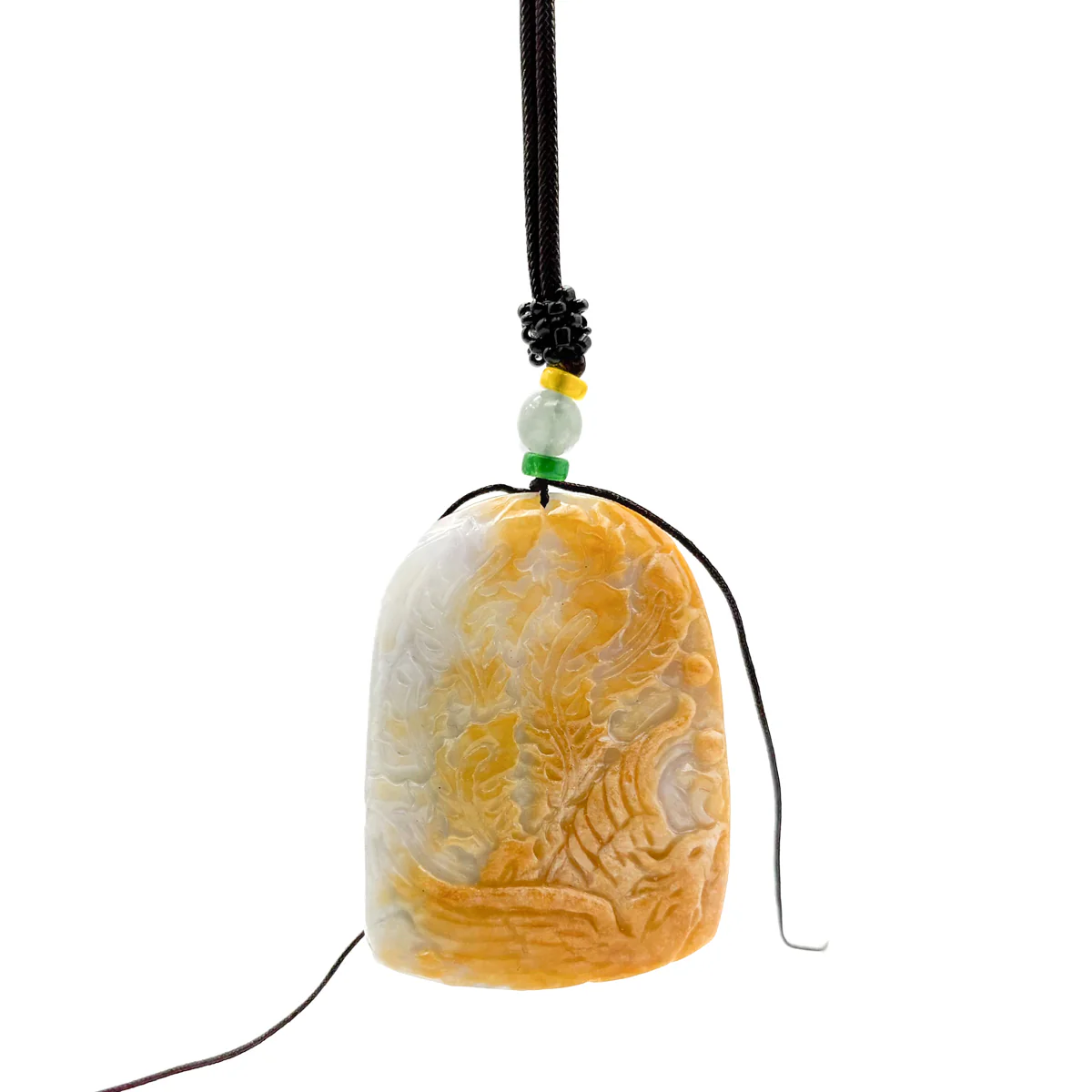 Certified Yellow  Natural A Jade Jadeite Pendant Phoenix Flower Necklace - Image 10