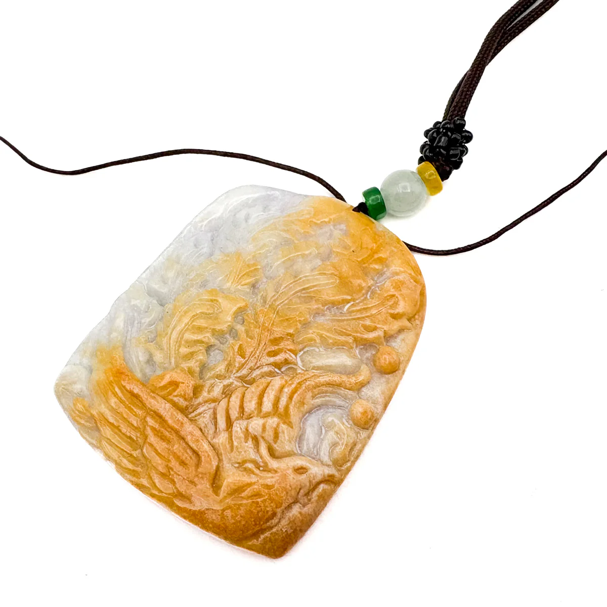 Certified Yellow  Natural A Jade Jadeite Pendant Phoenix Flower Necklace - Image 11