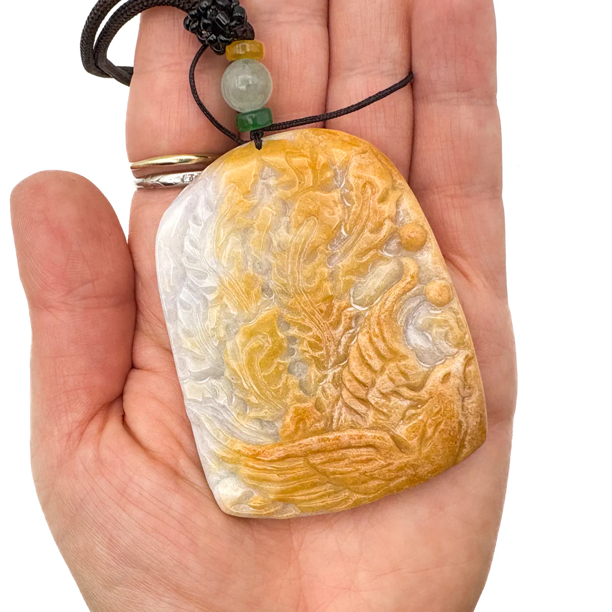 Certified Yellow  Natural A Jade Jadeite Pendant Phoenix Flower Necklace - Image 12