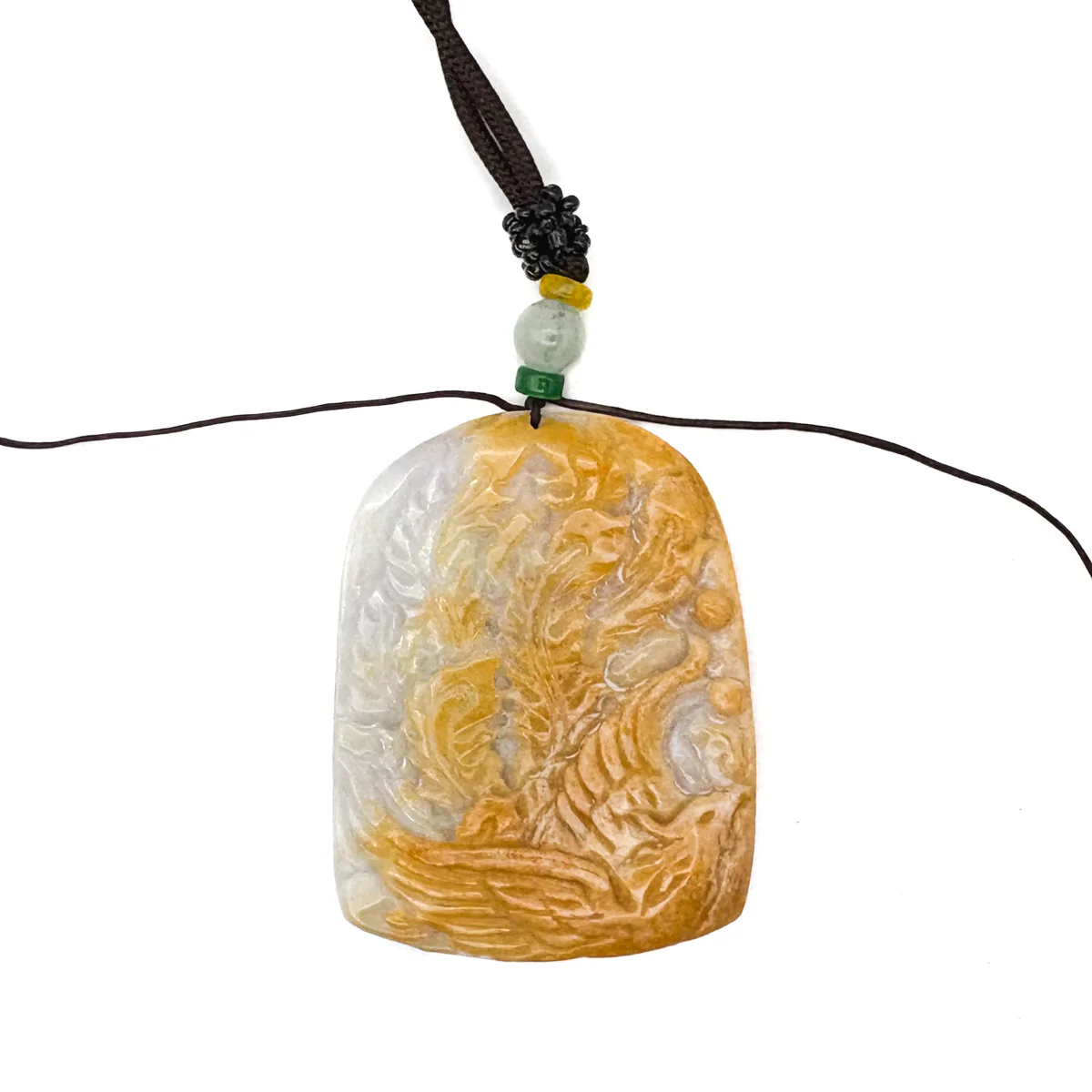 Certified Yellow  Natural A Jade Jadeite Pendant Phoenix Flower Necklace - Image 2