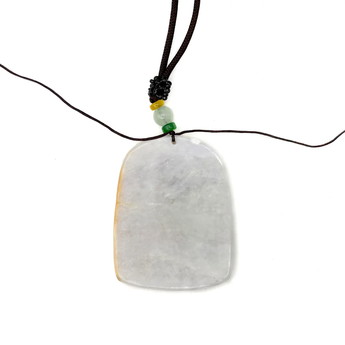 Certified Yellow  Natural A Jade Jadeite Pendant Phoenix Flower Necklace - Image 3