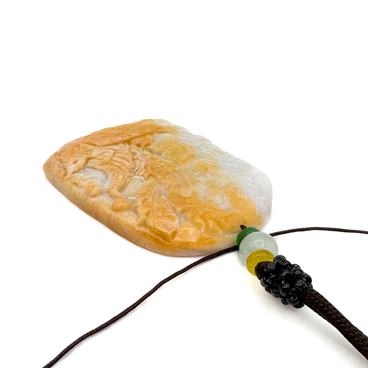 Certified Yellow  Natural A Jade Jadeite Pendant Phoenix Flower Necklace - Image 4