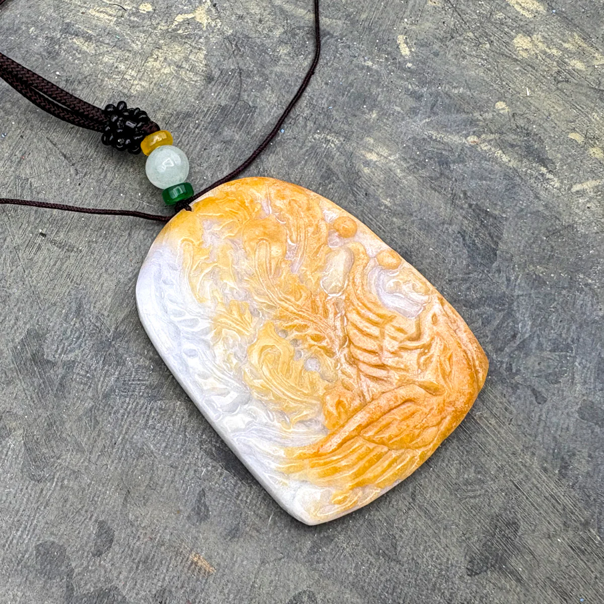 Certified Yellow  Natural A Jade Jadeite Pendant Phoenix Flower Necklace - Image 7