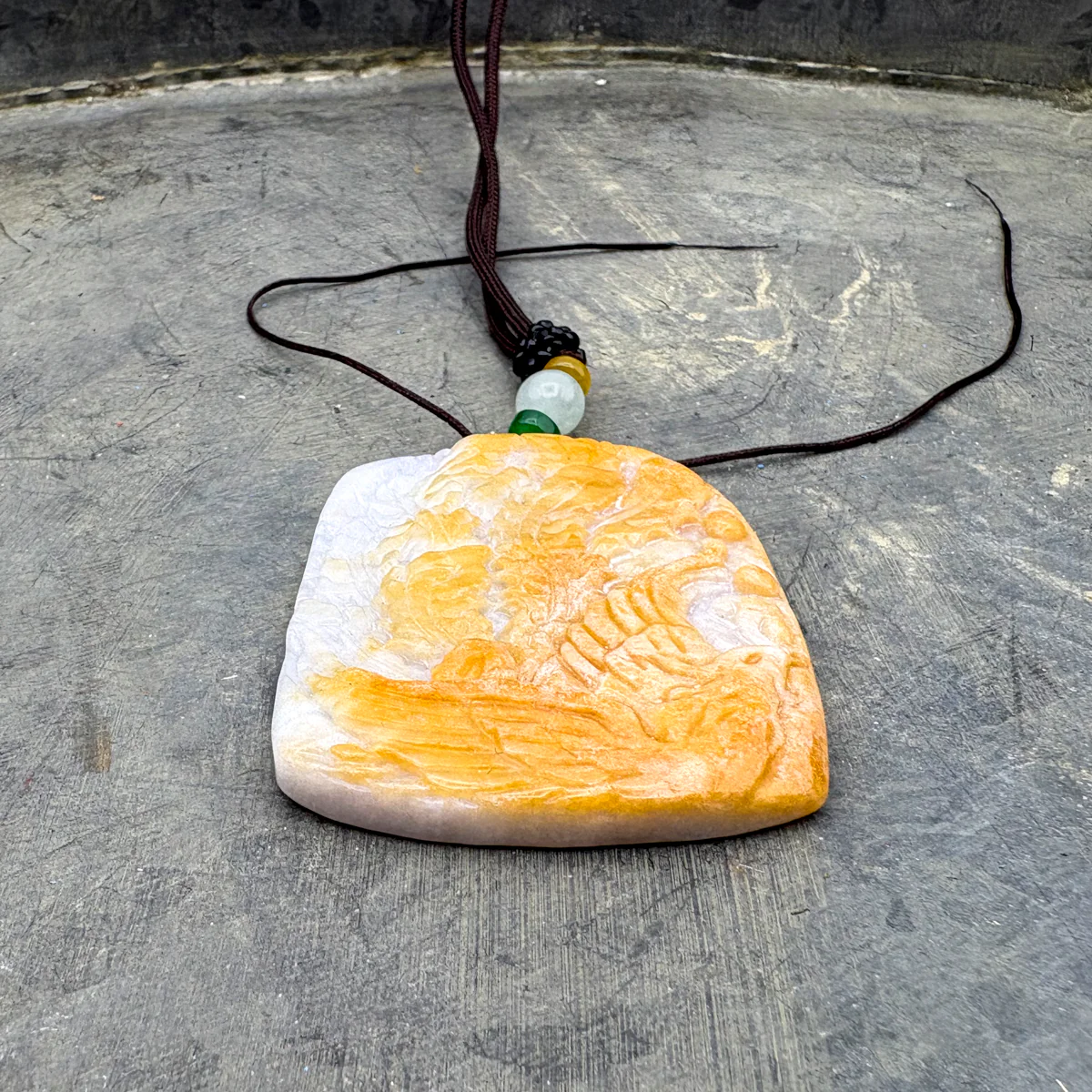Certified Yellow  Natural A Jade Jadeite Pendant Phoenix Flower Necklace - Image 9