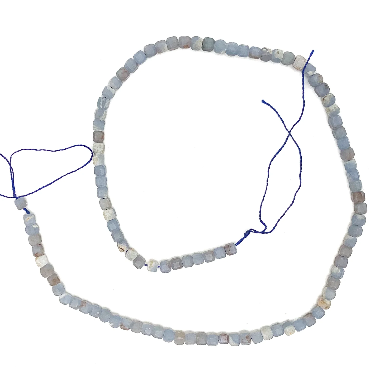 Chalcedony Blue 4mm Faceted Cubes Bead Strand - Image 2