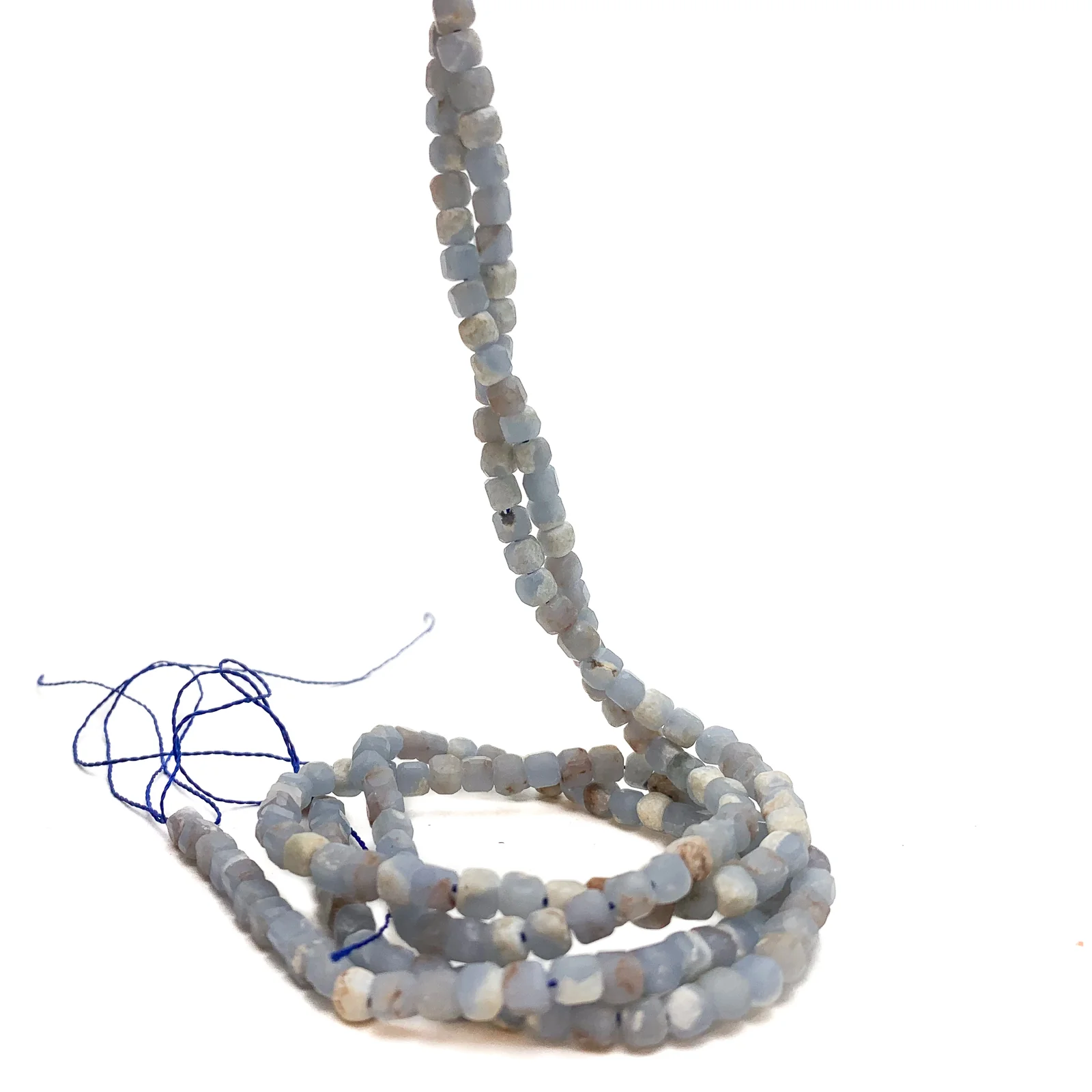 Chalcedony Blue 4mm Faceted Cubes Bead Strand - Image 3