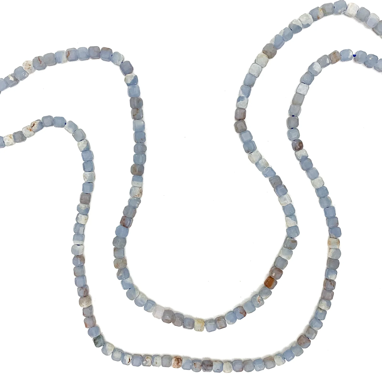 Chalcedony Blue 4mm Faceted Cubes Bead Strand - Image 5