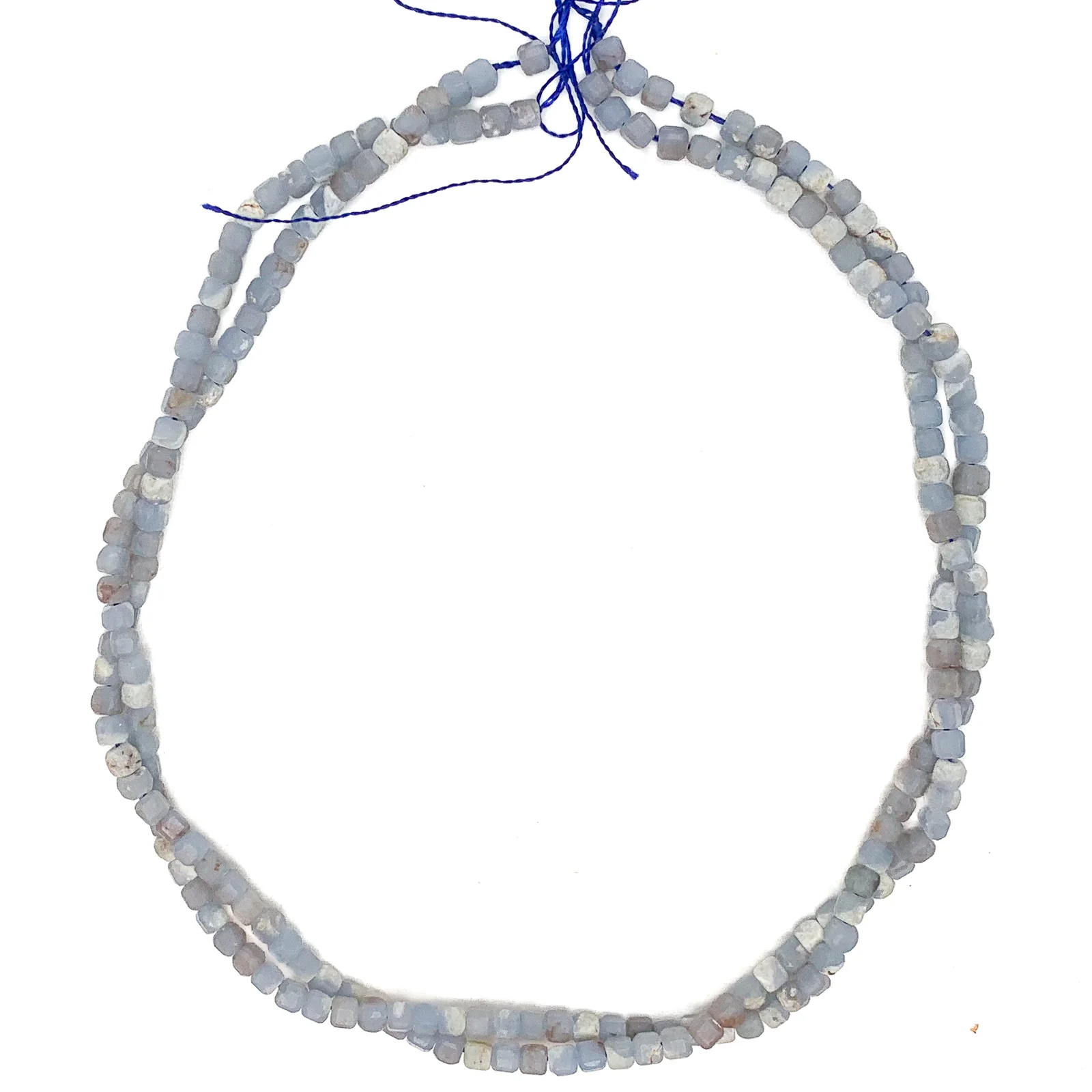 Chalcedony Blue 4mm Faceted Cubes Bead Strand - Image 6