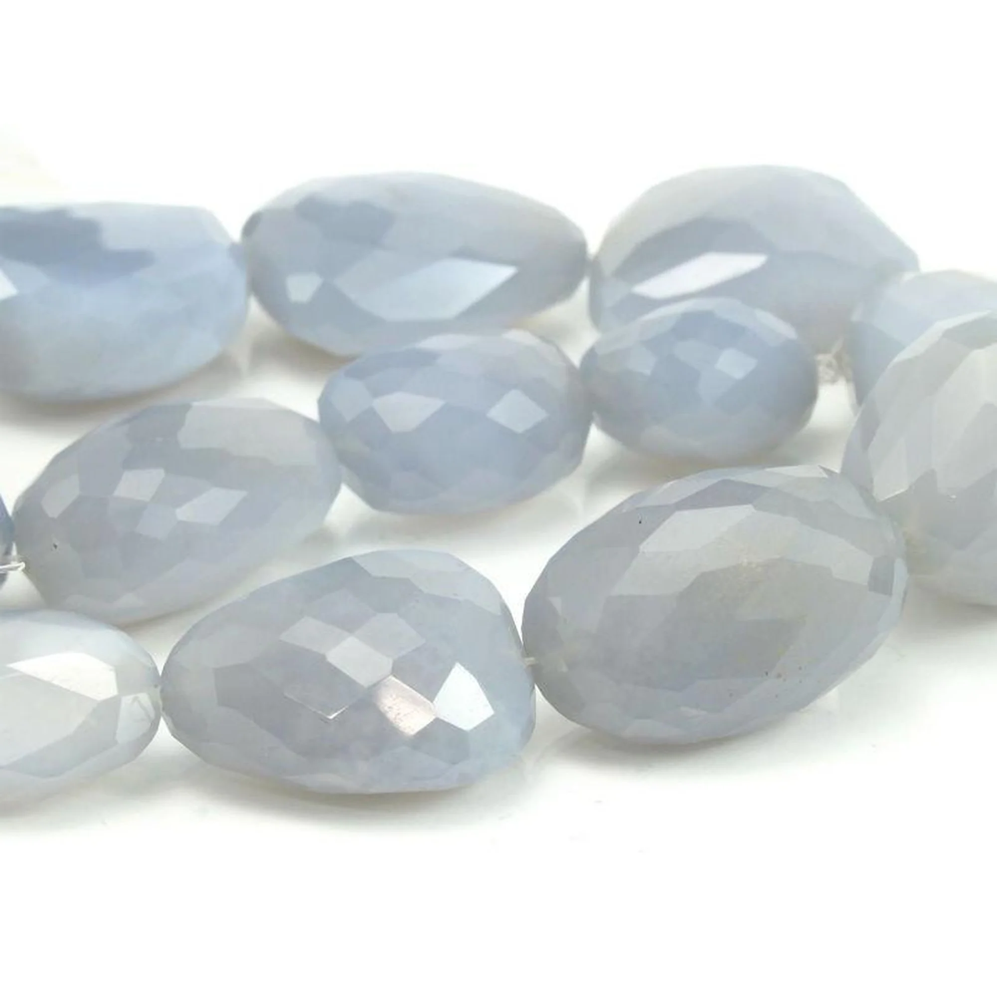 Chalcedony Large Faceted Graduated Nugget Strand - Image 2