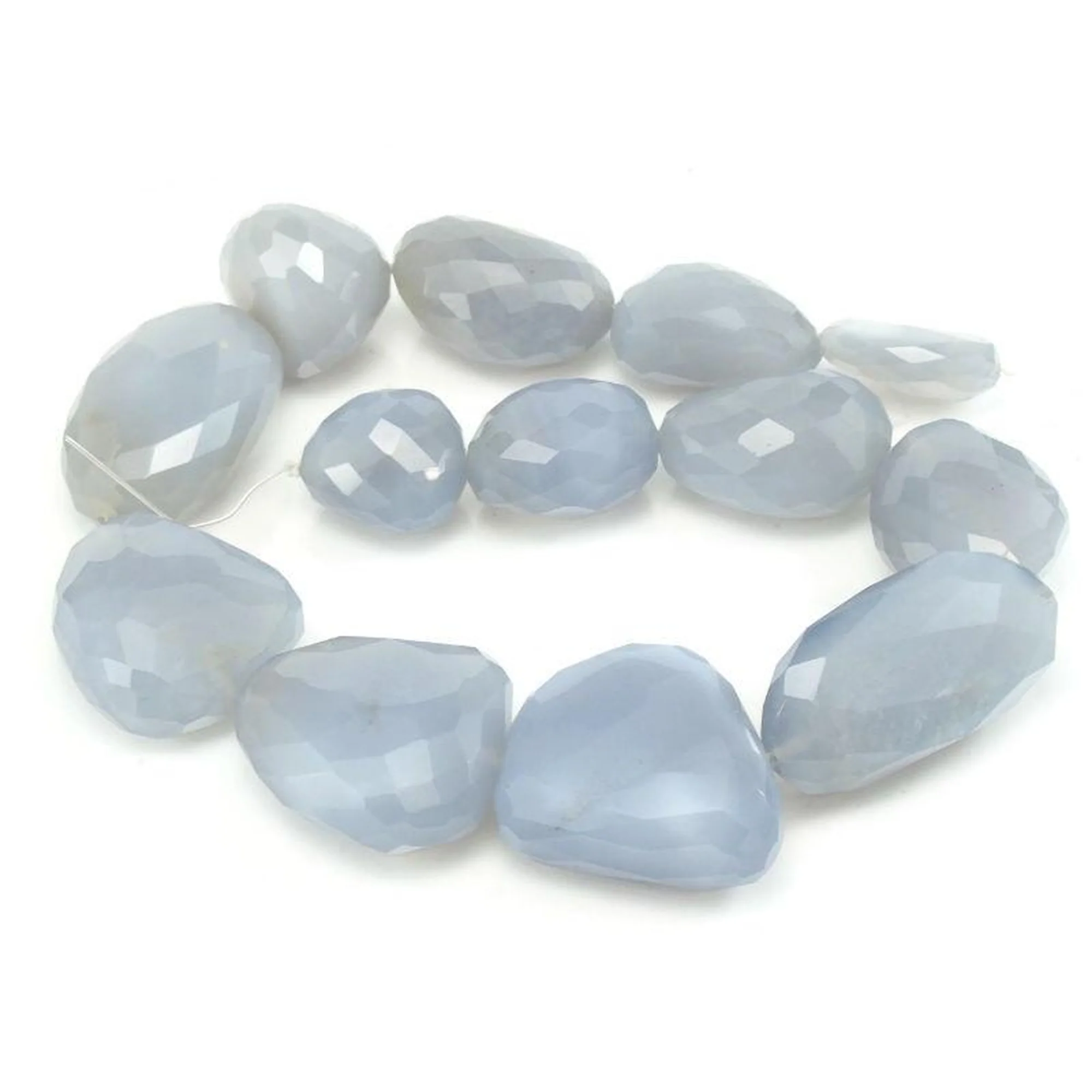 Chalcedony Large Faceted Graduated Nugget Strand - Image 3