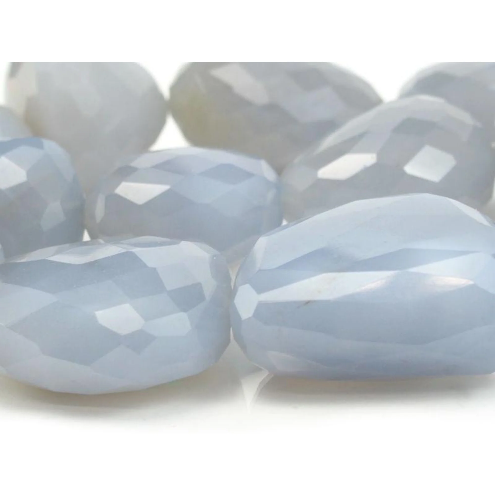 Chalcedony Large Faceted Graduated Nugget Strand - Image 4