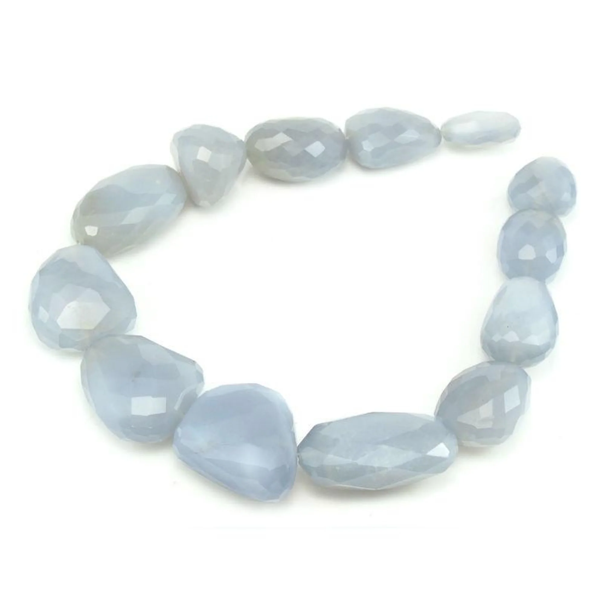 Chalcedony Large Faceted Graduated Nugget Strand - Image 5