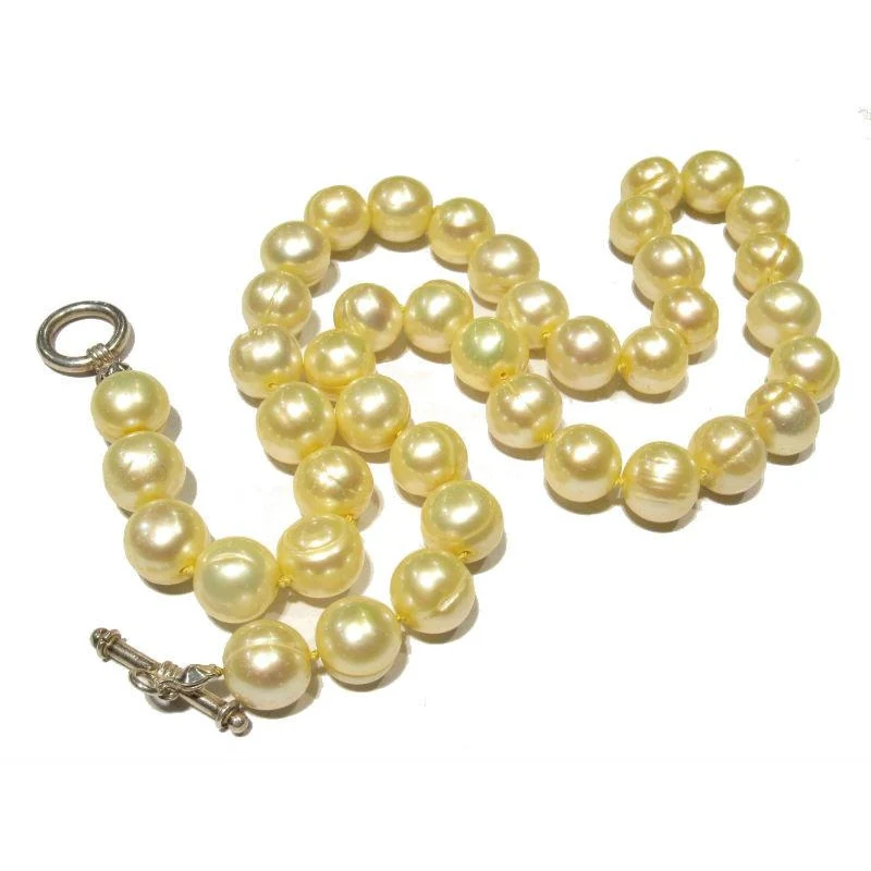 Champagne Fresh Water Pearl Necklace with Sterling Silver Toggle Clasp - Image 3