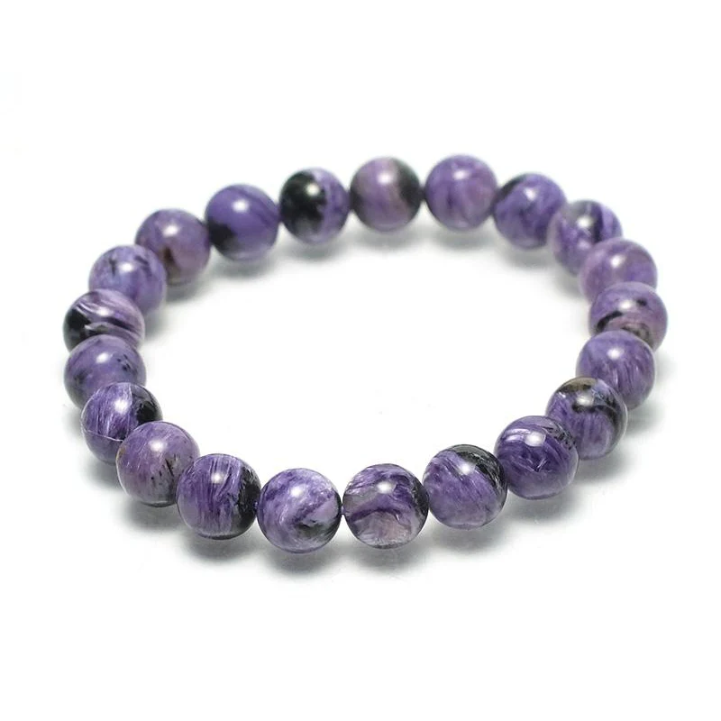 Charoite Stretch Bracelet 8mm, 12mm, 14mm - Image 3