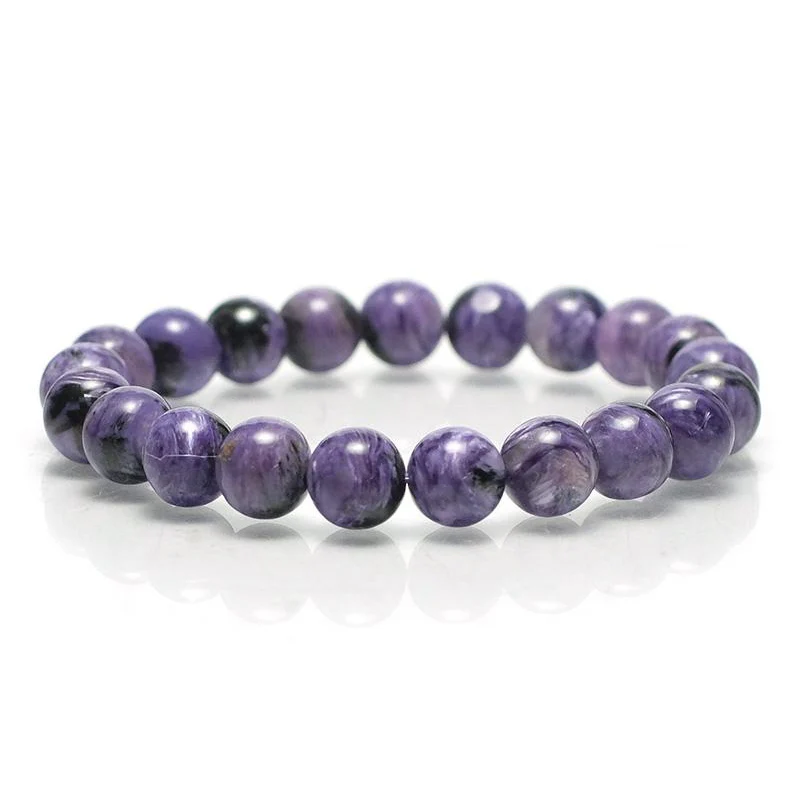 Charoite Stretch Bracelet 8mm, 12mm, 14mm - Image 4