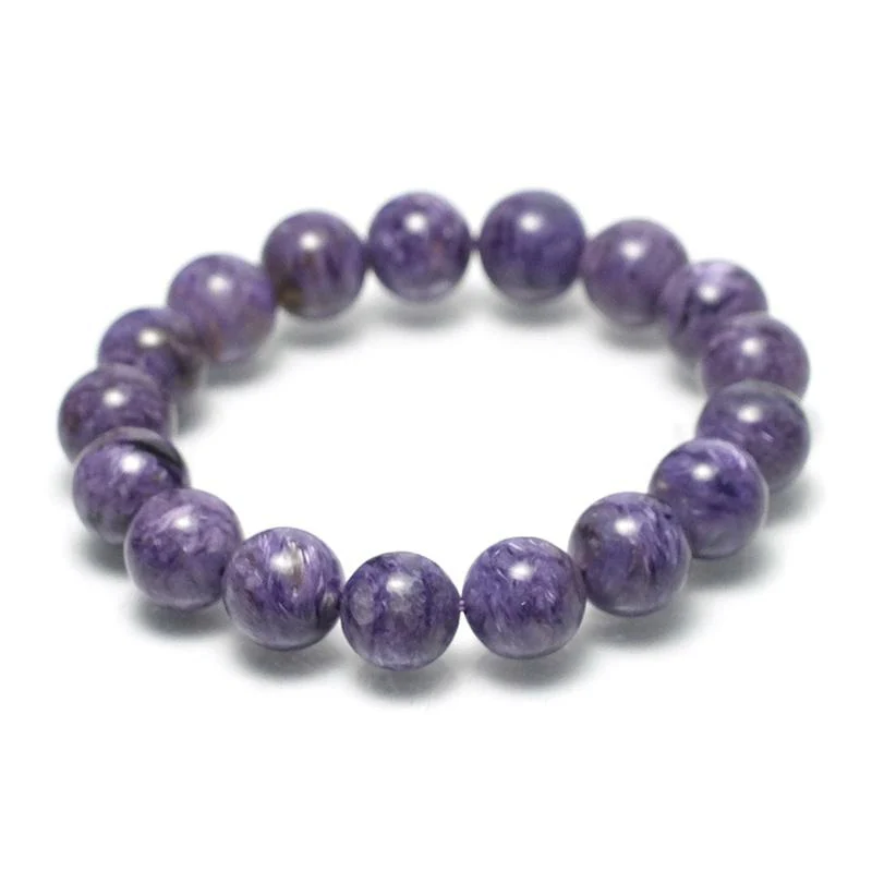 Charoite Stretch Bracelet 8mm, 12mm, 14mm - Image 5