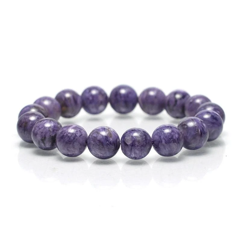 Charoite Stretch Bracelet 8mm, 12mm, 14mm - Image 6