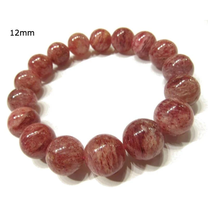 Cherry Quartz Rounds Stretch Bracelet 12mm - Image 2