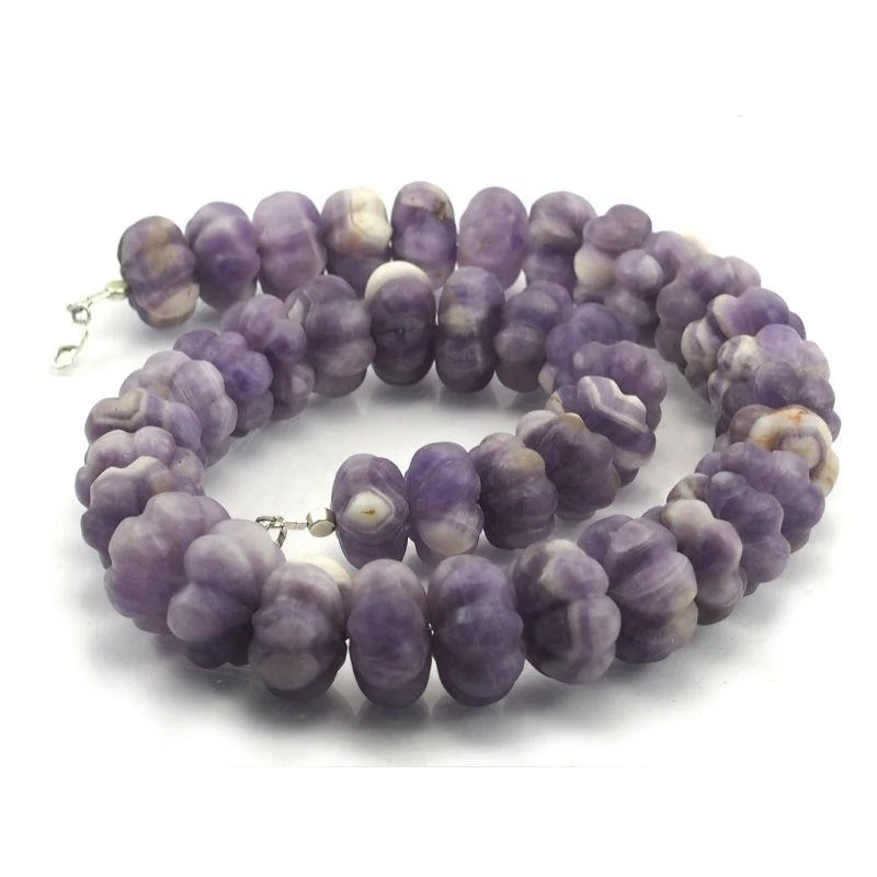 Chevron Banded Cape Amethyst Necklace with Sterling Silver Lobster Claw Clasp - Image 2