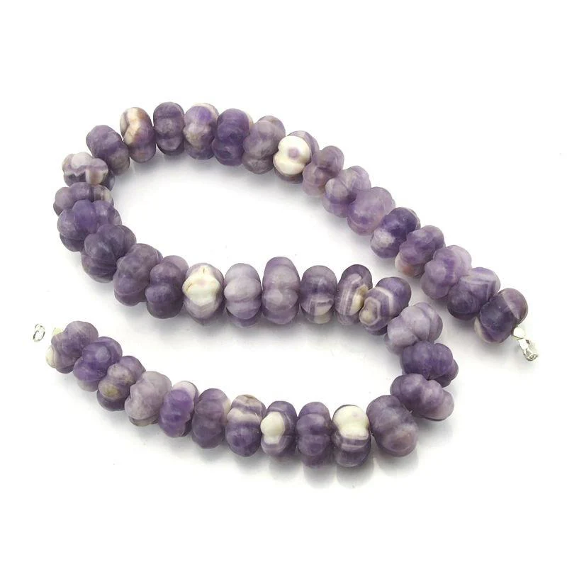 Chevron Banded Cape Amethyst Necklace with Sterling Silver Lobster Claw Clasp - Image 3
