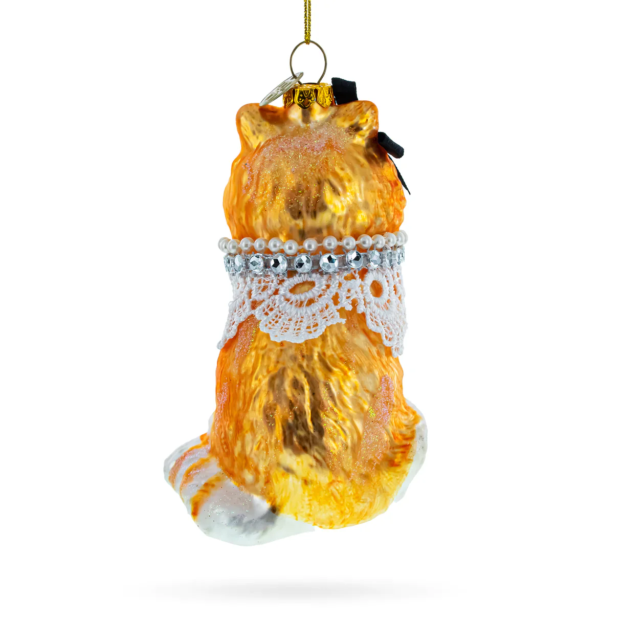 Her Majesty Dowager Lady Ginger Marmalade McTabby with Lace Chic Cat Ornament PS - Image 3
